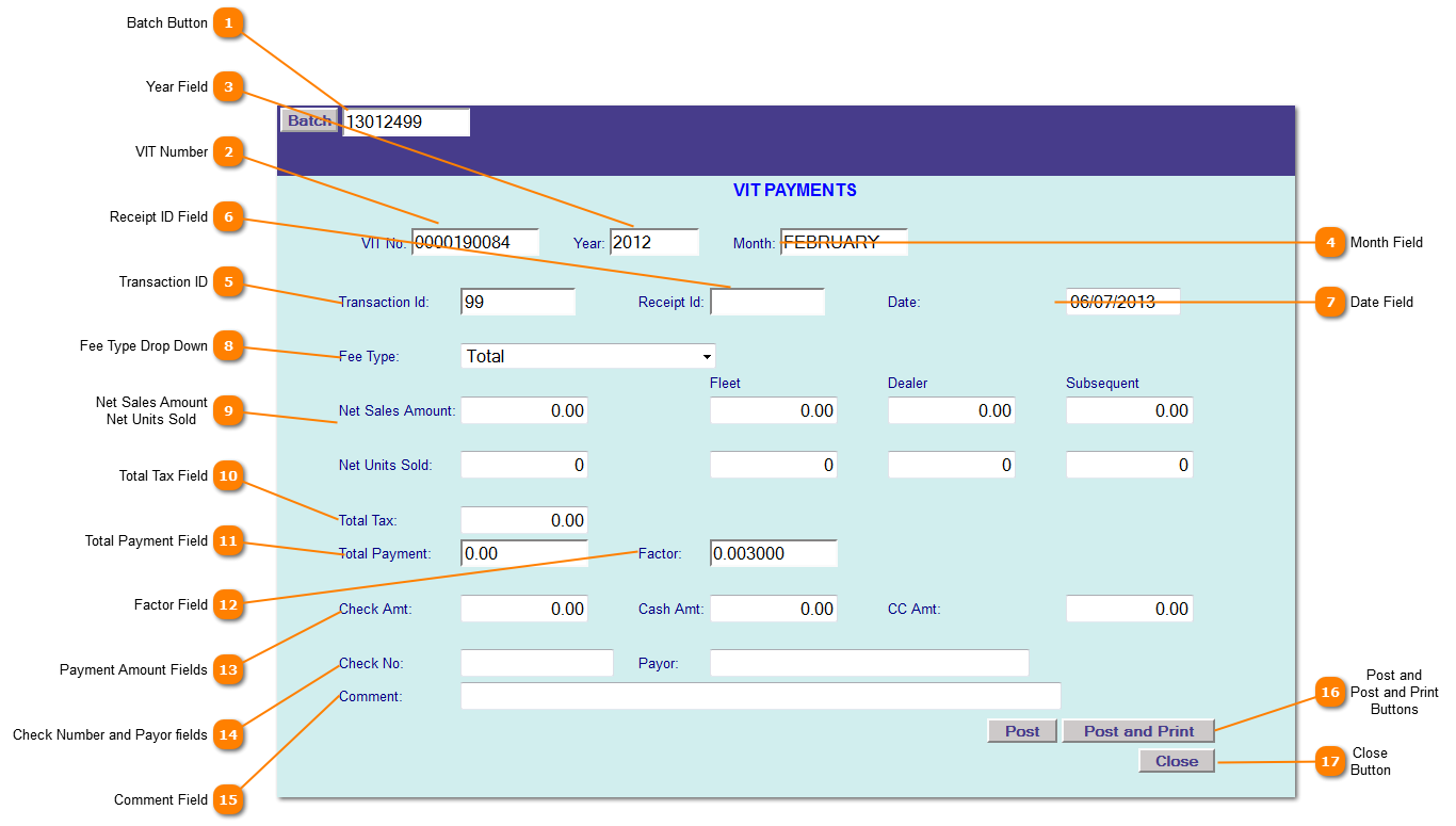 VIT Payments Data Entry